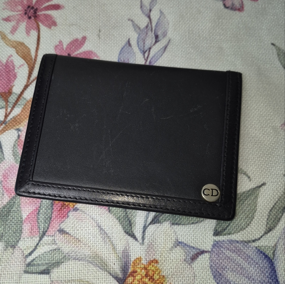 Christian Dior Black Leather Card Holderwith ID Window